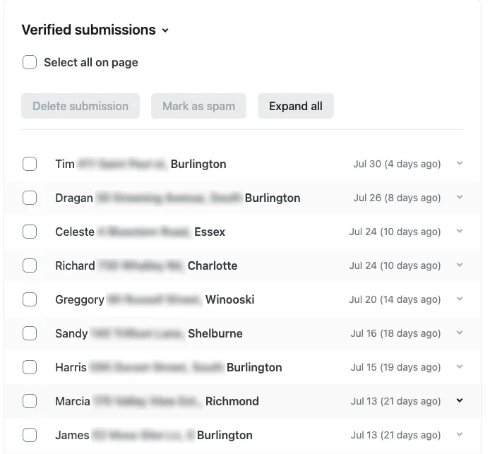 Verified form submissions arriving steadily from homeowners across nine surrounding towns